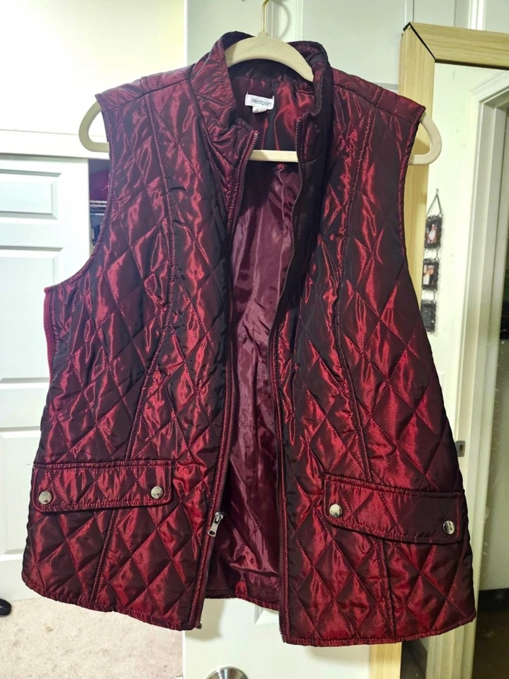 Westport Quilted Sleeveless Vest - Burgundy Red